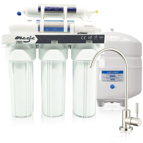 Filtro Ósmosis Inversa MAGIC 5 Etapas – Certificado NSF – Elimina 97% Impurezas – 12L Depósito – 195L/Día – Agua Pura en Casa