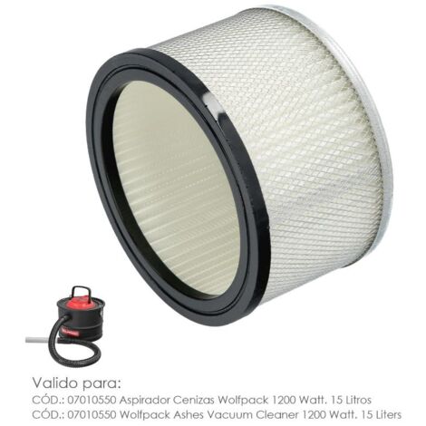 filtro para aspirador de cenizas aspirador cenizas wolfpack 1200 watt. 15 litros (codigo 07010550)