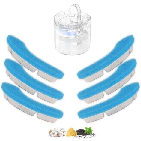 Filtro para fuente de agua para gatos, filtro mejorado, filtros de repuesto de cuádruple acción, paquete de 6, para fuentes de agua para gatos y perros, automático, silencioso, 1.8 L