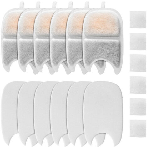 Filtro para fuente de gato, paquete de 12 filtros y 24 filtros de espuma, filtros de repuesto con resina y carbón activado para fuente de gato inalámbrica con sensor de movimiento de 4 l.