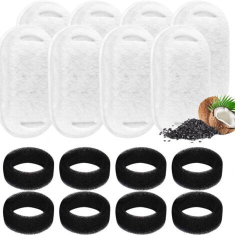 Filtro per bottiglia d'acqua per gatti, set di 8 filtri + 8 spugne, filtro per bottiglia d'acqua per gatti con resina e carbone attivo