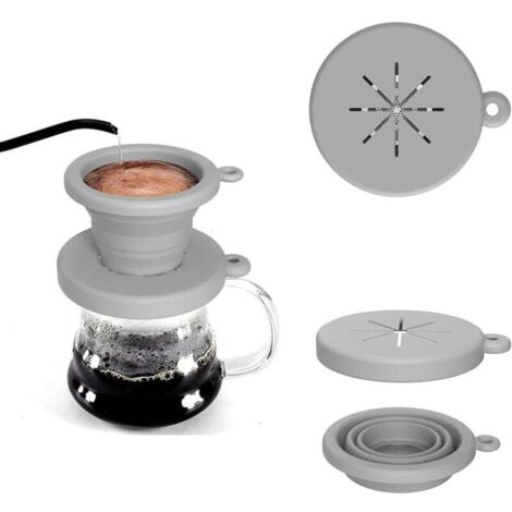 Filtro per caffè pieghevole, portafiltro per caffè in silicone, portafiltro per caffè riutilizzabile per casa, viaggi e campeggio, macchina per caffè manuale (grigio)