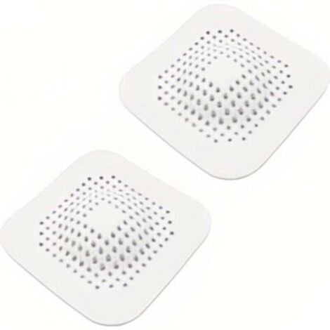 Filtro per capelli in silicone per vasca e lavandino – 2 pezzi con ventosa – Per bagno e cucina – Bianco –