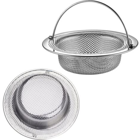 Filtro per lavello da cucina, 2 pezzi filtro per lavello con maniglia in acciaio inox, griglia per lavello da cucina, tappo per lavello da cucina, filtro anti-intasamento per lavello da cucina/bagno (