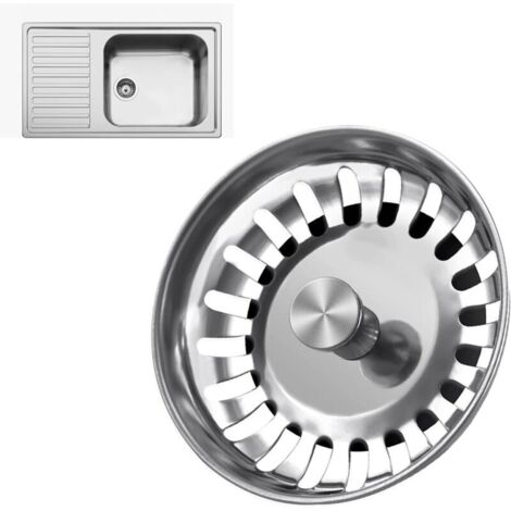 Filtro per lavello da cucina in acciaio inox – Tappo di ricambio per lavello, ideale per raccogliere residui di cibo e capelli, universale per lavelli da 78 mm di diametro (standard britannico).