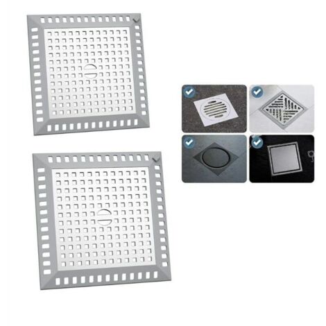 Filtro raccogli capelli per doccia 12,3 x 12,3 cm Quadrato in acciaio inox Filtro per lavello da cucina Argento Griglia anti-intasamento per lavello da bagno e doccia, per bagno e cucina