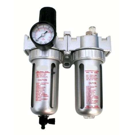FILTRO RIDUTTORE REGOLATORE MANOMETRO PRESSIONE ATTACCO 1/2" OLIATORE PER COMPRESSORE 611sa