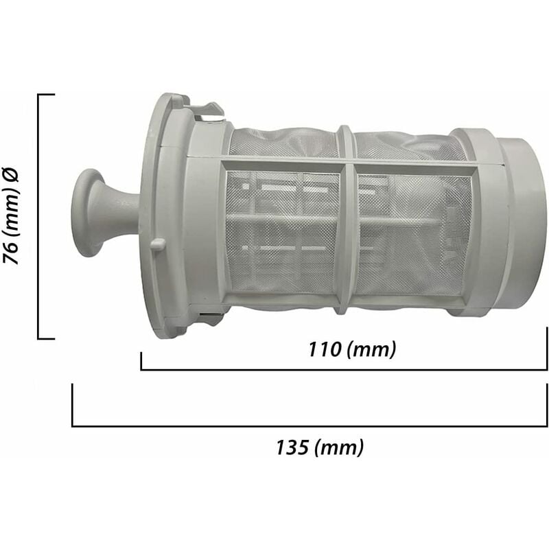 Image of Rex Electrolux - Filtro Scarico Centrale Completo per Lavastoviglie Adatto per Zanussi, Dimensioni: 135/110 x 76Ø (mm), per Modelli ZDI4041X ESL4114