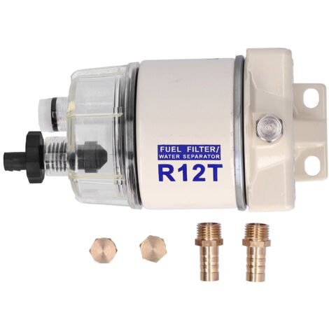 Filtro separatore acqua/carburante marino SpinOn, portata 30 GPH con sfiato automatico, ricambio R12T