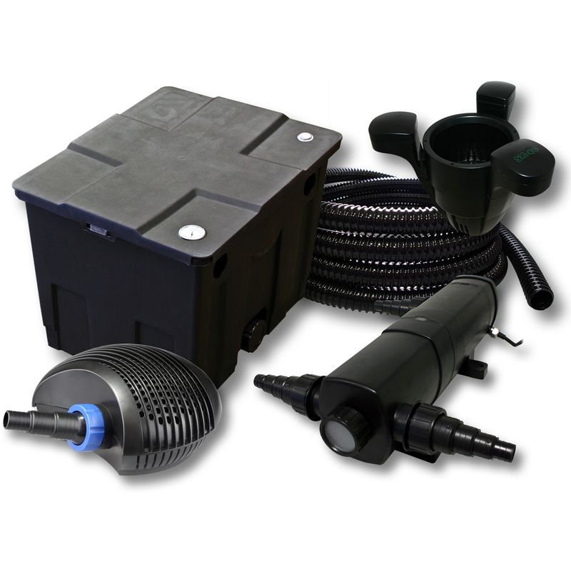 

Wiltec - Filtro Set 12000l Estanque con 36W Clarificador y CTF ECO Bomba con 20W 25m Tubo Skimmer SK40