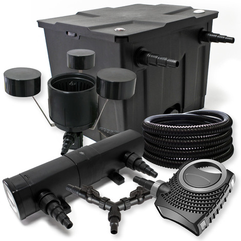 Filtro Set para 12000l Estanque 18W Clarificador NEO8000 70W Bomba 25m Tubo Skimmer CSP250
