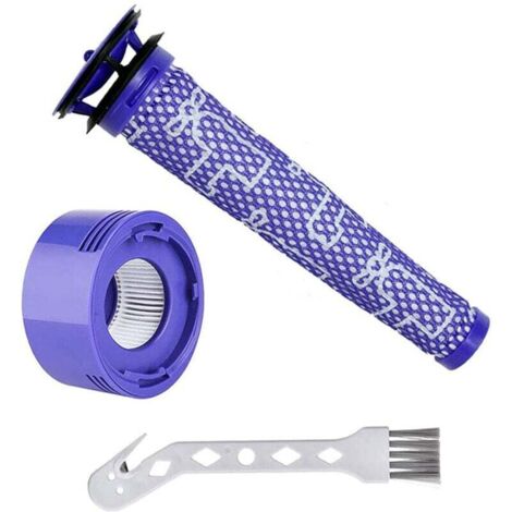 Filtro V7 V8 per Dyson, confezione da 3 filtri di ricambio per aspirapolvere Dyson V7 V8, 1 post-filtro, 1 pre-filtro, 1 spazzola bianca
