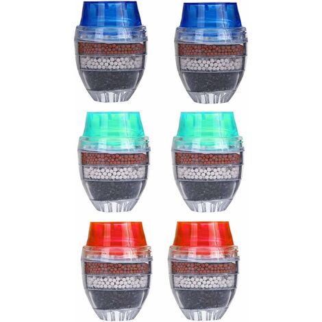 ¿Filtros agua en los grifos LangRay Mini Filter Grifo de Agua 6 Piezas Redondo ¿Filtro de carbón activado Agua del grifo Grifo de agua purificada para el hogar de 5 capas
