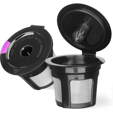 Filtros de café reutilizables K-Cup, compatibles con las cafeteras Keurig K Elite, K Classic, K Compact, K Latte, K Select y todas las cafeteras 2.0 y 1.0, paquete de 2 filtros de café K-Cup - Negro