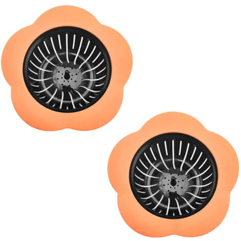 Filtros de desagüe (paquete de 2) para cocinas, fregaderos domésticos, color naranja.
