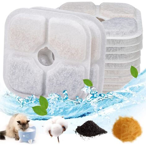 Filtros Fuente Gatos Filtro Fuente para Gatos 12 Piezas Filtros para Fuente de Agua Gatos con Resina y Carbón Activo Filtros de Repuesto de Agua Gato/Perro 2,5L Filtros Fuente de Fuentes de Mascotas