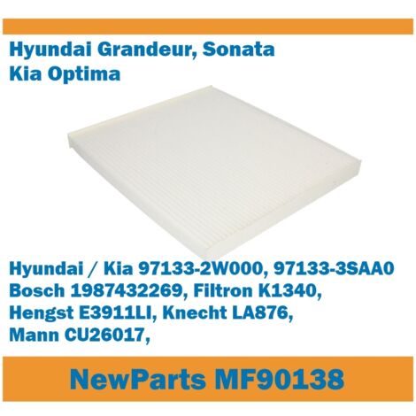 Filtros NewParts MF90138 Filtro de habitáculo Grandeur Azera Santa Fe, reemplazo K1340