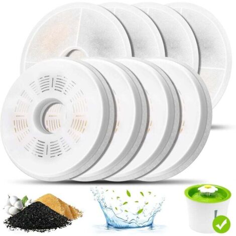 Filtros para bebederos de gatos, paquete de 8, de triple acción, compatibles con dispensadores de agua para mascotas de 3 l, filtro de agua de repuesto de triple acción con carbón activado.