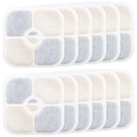 Filtros para fuente de agua de 12 piezas - para Catit PIXI 43717 - Filtro de carbón activado - Alta calidad - Purificador - Recambio - Filtros para fuente de mascotas - Rectangular - Fuente para