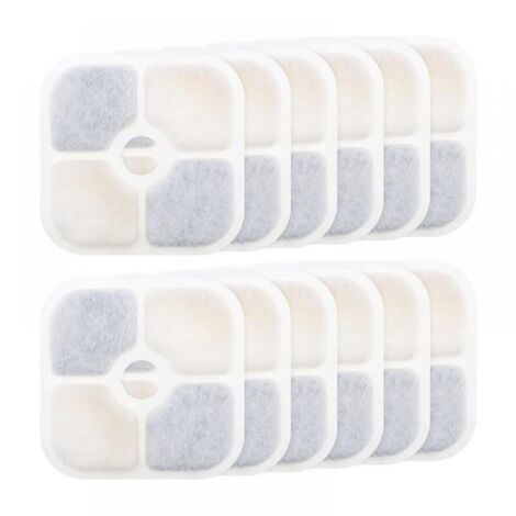 Filtros para fuente de agua de 12 piezas - para Catit PIXI 43717 - Filtro de carbón activado - Alta calidad - Purificador - Recambio - Filtros para fuentes de mascotas - Rectangular - Fuente para