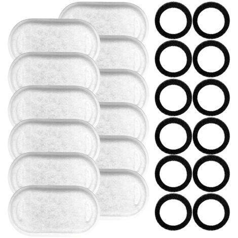 Filtros para Fuente de Gatos 12+12 Piezas - 12 de Carbón Activado + 12 Esponjas, Sistema de Triple Filtración, Compatible con Fuentes de 3,2L y 2L, Ideal para Agua Limpia para Mascotas