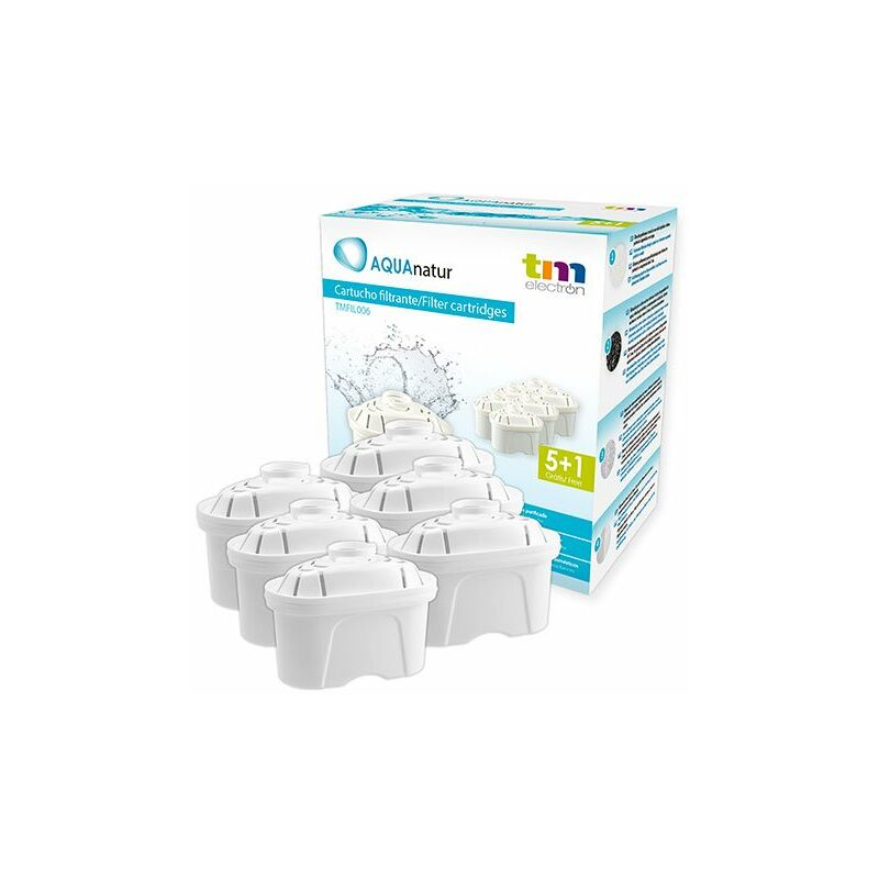 

TMFIL006 Pack de 6 a 12 meses de filtros de agua compatibles con las jarras Brita Maxtra, 1 cartucho de filtro de agua purifica de 100 a 200 litros