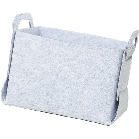 Filz-Aufbewahrungskorb  Großes, erweiterbares Modell  36 x 25 x 23 cm  Grau  Mit Tragegriffen  Faltbarer Aufbewahrungskorb für Wäsche und Ordnung