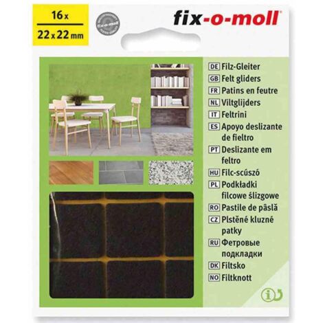 Filzgleiter braun 22 x 22 mm 16 Stück
