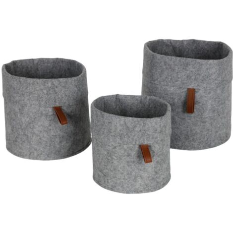 Filzkorb 3er-Set Körbe Aufbewahrungskörbe Holzkorb Präsentkorb Wäschekorb Ordnungskorb
