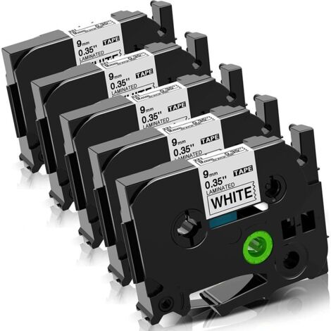 Fimax Cassette Compatible Brother Ptouch 1000 Ruban TZe-221 TZe221 TZ-221 9mm Noir sur Blanc Laminé Ruban Recharge pour Brother P touch PT-H100LB H107B H200 E100 H110 1280 1010 étiqueteuse