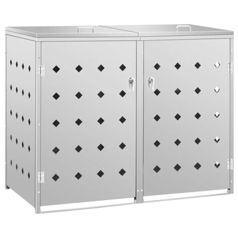 FIMEI Abri de poubelle double sur roulettes 240 L Acier inoxydable