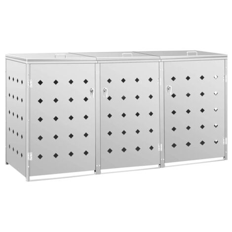 FIMEI Abri de poubelle triple sur roulettes 240 L Acier inoxydable