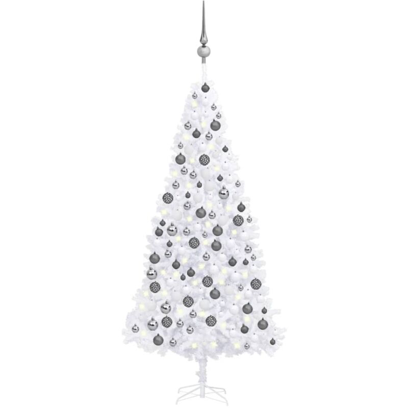 Fimei - Arbre de Noël artificiel avec led et boules 300 cm Blanc