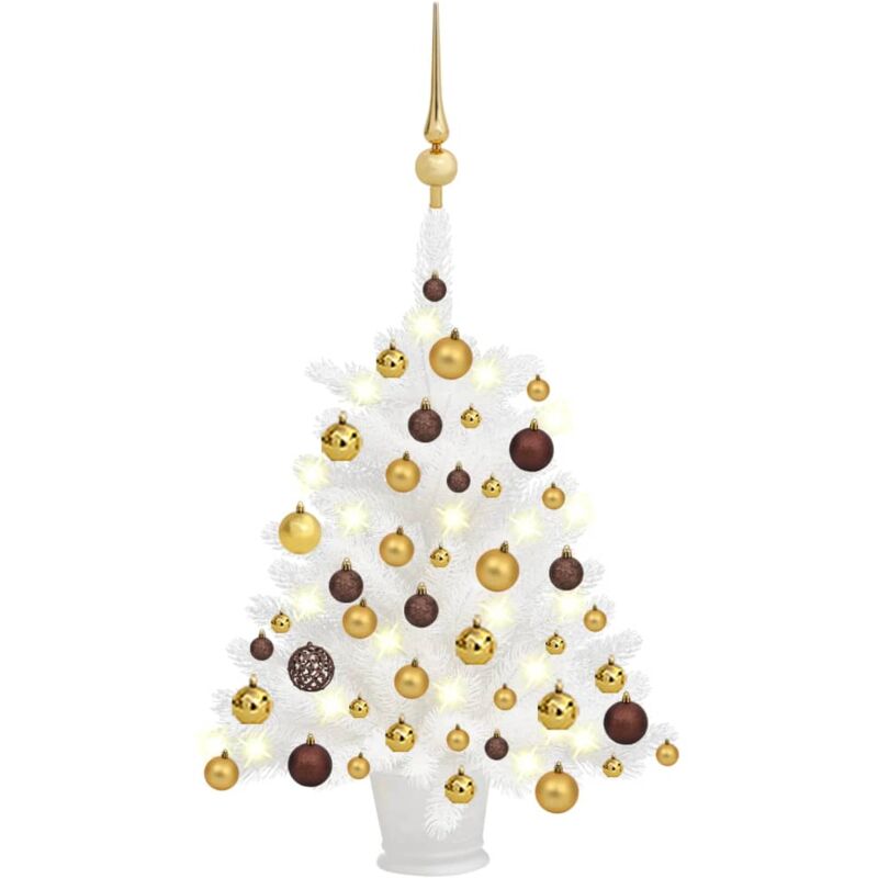 Arbre de Noël artificiel avec led et boules Blanc 65 cm - Fimei