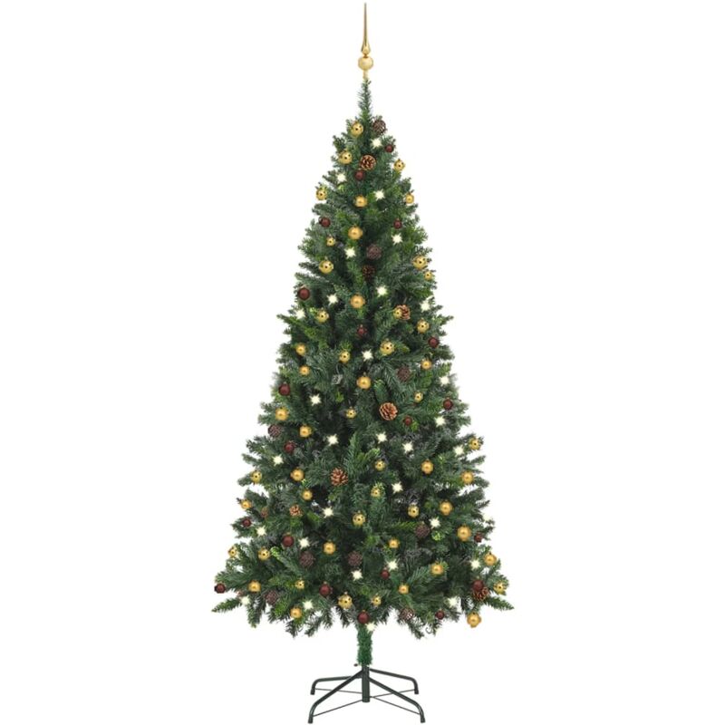 Arbre de Noël artificiel avec led et boules Vert 210 cm - Fimei
