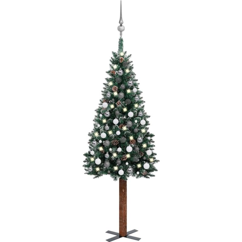 Arbre de Noël mince avec led et boules Vert 180 cm - Fimei