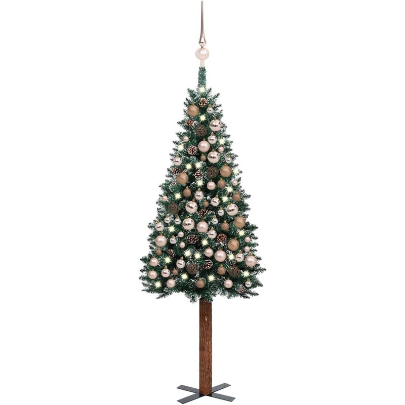 Arbre de Noël mince avec led et boules Vert 180 cm - Fimei