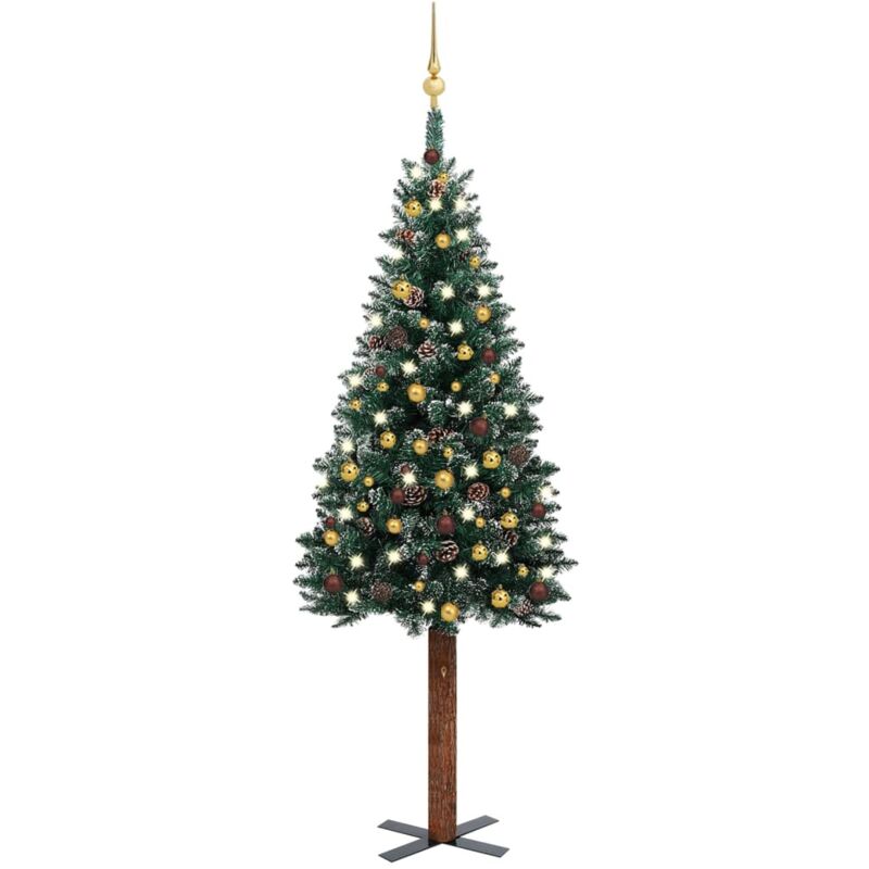 Arbre de Noël mince avec led et boules Vert 180 cm - Fimei