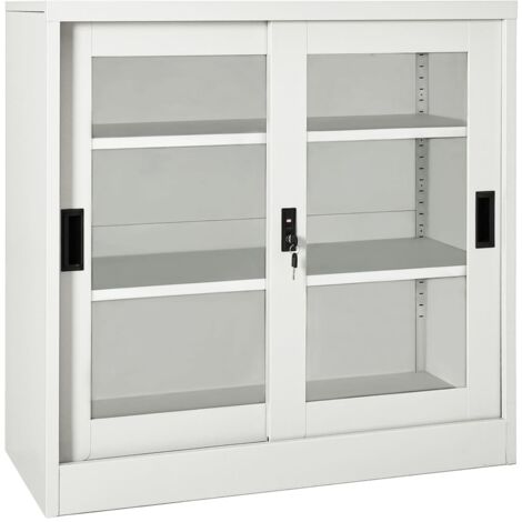FIMEI Armoire à portes coulissantes Gris clair 90x40x90 cm Acier