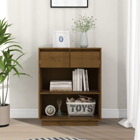 FIMEI Armoire console Marron miel 60x34x75 cm Bois de pin solide