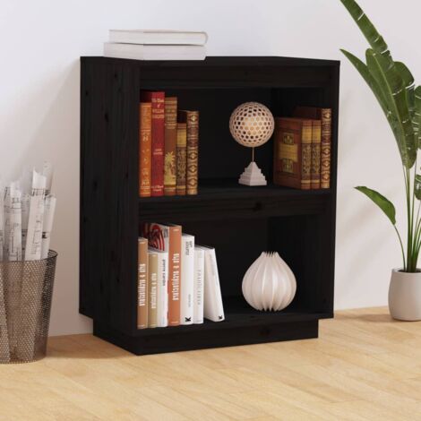 FIMEI Armoire console Noir 60x34x75 cm Bois de pin solide