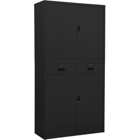 FIMEI Armoire de bureau Anthracite 90x40x180 cm Acier