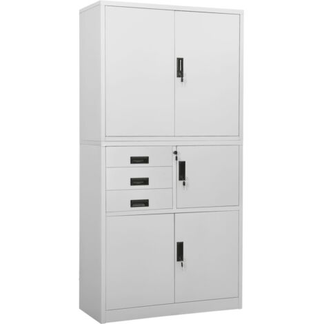 FIMEI Armoire de bureau Gris clair 90x40x180 cm Acier