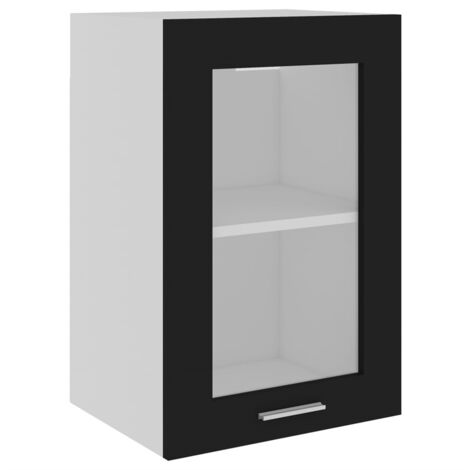 FIMEI Armoire en verre suspendue Noir 40x31x60 cm Aggloméré