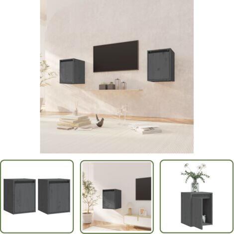 FIMEI Armoires murales 2 pcs Gris 30x30x40 cm Bois de pin massif