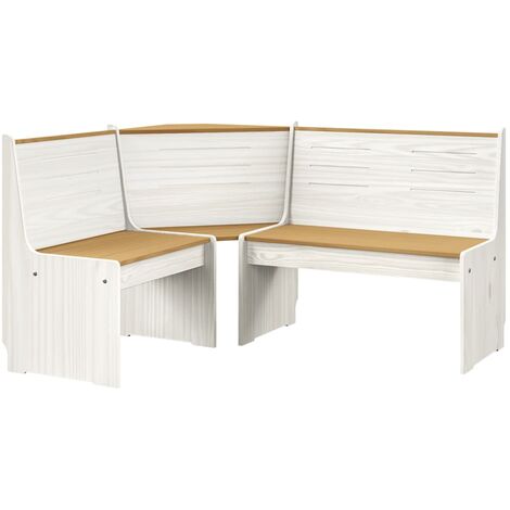 FIMEI Banc d'angle 151 cm Bois de pin solide Marron miel et blanc