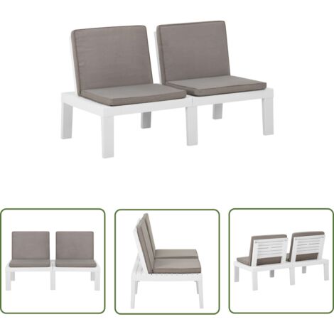 FIMEI Banc de salon de jardin avec coussin Plastique Blanc