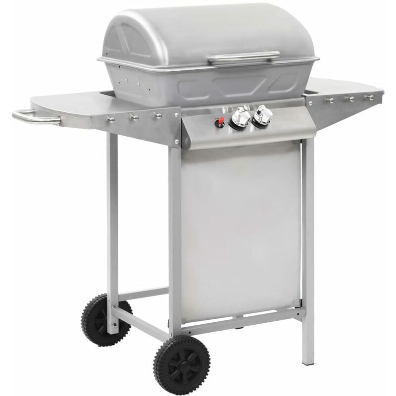 Fimei - Barbecue à gaz avec 2 zones de cuisson Acier Argenté