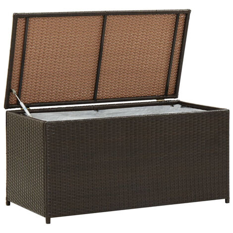 FIMEI Boîte de rangement de jardin Résine tressée 100x50x50 cm Marron