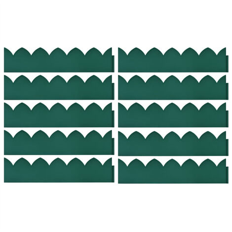 FIMEI Bordures de jardin 10 pcs Vert 65x15 cm PP